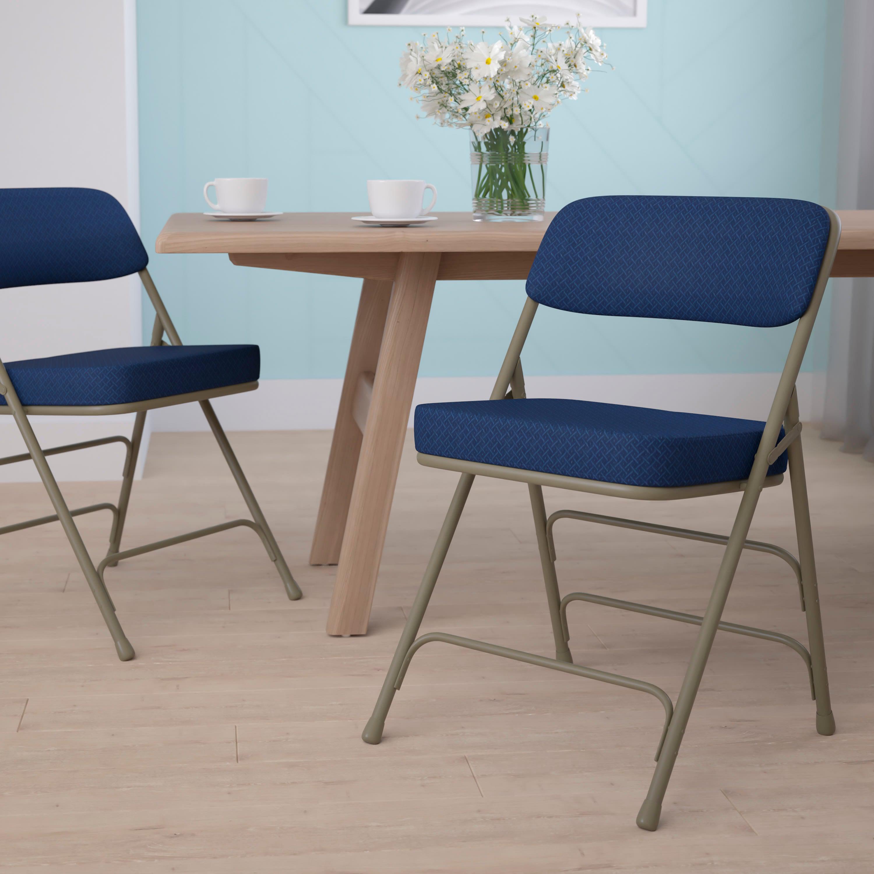Gray padded store folding chairs