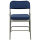 Navy Fabric/Gray Frame |#| 18.5inchW Premium Curved Triple Braced Navy Blue Fabric Metal Folding Chair