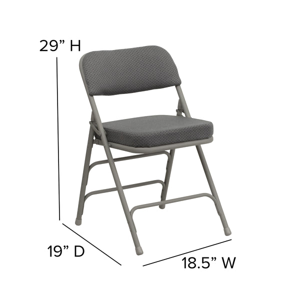 Gray Fabric/Gray Frame |#| 18.5inchW Premium Curved Triple Braced Gray Fabric Metal Folding Chair