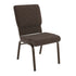 Brown Dot Fabric/Gold Vein Frame |#| 18.5"W Stacking Church Chair in Brown Dot Fabric - Gold Vein Frame