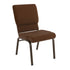 Brown Fabric/Gold Vein Frame |#| 18.5"W Stacking Church Chair in Brown Fabric - Gold Vein Frame