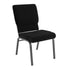 Black Patterned Fabric/Silver Vein Frame |#| 18.5"W Stacking Church Chair in Black Patterned Fabric - Silver Vein Frame
