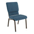 Blue Fabric/Gold Vein Frame |#| 18.5"W Stacking Church Chair in Blue Fabric - Gold Vein Frame