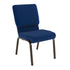 Navy Blue Fabric/Gold Vein Frame |#| 18.5"W Stacking Church Chair in Navy Blue Fabric - Gold Vein Frame