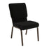 Black Dot Patterned Fabric/Gold Vein Frame |#| 18.5"W Stacking Church Chair in Black Dot Patterned Fabric - Gold Vein Frame
