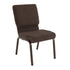 Brown Fabric/Gold Vein Frame |#| 18.5"W Stacking Church Chair in Brown Fabric - Gold Vein Frame