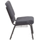 Dark Gray Fabric/Silver Vein Frame |#| 18.5inchW Church Chair in Dark Gray Fabric with Book Rack - Silver Vein Frame