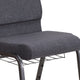 Dark Gray Fabric/Silver Vein Frame |#| 18.5inchW Church Chair in Dark Gray Fabric with Book Rack - Silver Vein Frame
