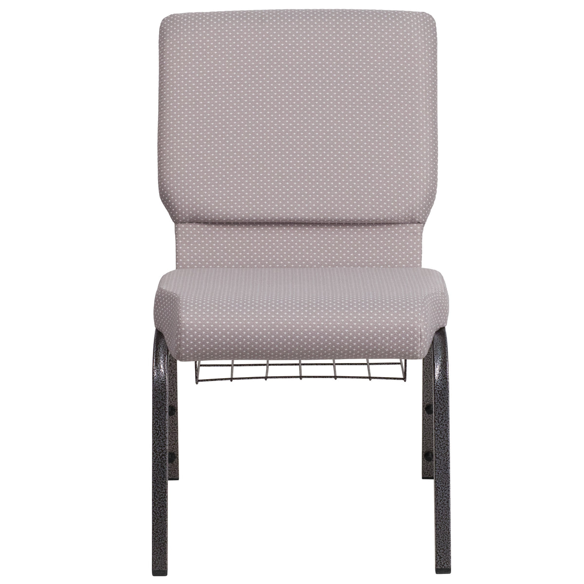 Gray Dot Fabric/Silver Vein Frame |#| 18.5inchW Church Chair in Gray Dot Fabric with Book Rack - Silver Vein Frame