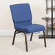 Blue Fabric/Gold Vein Frame |#| 18.5inchW Church Chair in Blue Fabric with Cup Book Rack - Gold Vein Frame