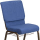 Blue Fabric/Gold Vein Frame |#| 18.5inchW Church Chair in Blue Fabric with Cup Book Rack - Gold Vein Frame