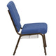 Blue Fabric/Gold Vein Frame |#| 18.5inchW Church Chair in Blue Fabric with Cup Book Rack - Gold Vein Frame