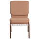 Caramel Fabric/Copper Vein Frame |#| 18.5inchW Church Chair in Caramel Fabric with Cup Book Rack - Copper Vein Frame