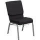 Black Patterned Fabric/Silver Vein Frame |#| 18.5inchW Church Chair in Black Patterned Fabric w/Cup Book Rack-Silver Vein Frame