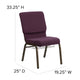 Plum Fabric/Gold Vein Frame |#| 18.5inchW Church Chair in Plum Fabric with Cup Book Rack - Gold Vein Frame