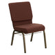 Brown Fabric/Gold Vein Frame |#| 18.5inchW Church Chair in Brown Fabric with Cup Book Rack - Gold Vein Frame