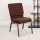 Brown Fabric/Gold Vein Frame |#| 18.5inchW Church Chair in Brown Fabric with Cup Book Rack - Gold Vein Frame