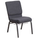 Dark Gray Fabric/Silver Vein Frame |#| 18.5inchW Church Chair in Dark Gray Fabric with Book Rack - Silver Vein Frame