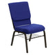 Navy Blue Fabric/Gold Vein Frame |#| 18.5inchW Church Chair in Navy Blue Fabric with Book Rack - Gold Vein Frame