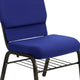 Navy Blue Fabric/Gold Vein Frame |#| 18.5inchW Church Chair in Navy Blue Fabric with Book Rack - Gold Vein Frame