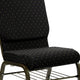 Black Dot Patterned Fabric/Gold Vein Frame |#| 18.5inchW Church Chair in Black Dot Patterned Fabric w/Book Rack - Gold Vein Frame