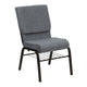 Gray Fabric/Gold Vein Frame |#| 18.5inchW Church Chair in Gray Fabric with Book Rack - Gold Vein Frame