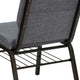 Gray Fabric/Gold Vein Frame |#| 18.5inchW Church Chair in Gray Fabric with Book Rack - Gold Vein Frame