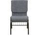 Gray Fabric/Gold Vein Frame |#| 18.5inchW Church Chair in Gray Fabric with Book Rack - Gold Vein Frame