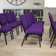 Purple Fabric/Gold Vein Frame |#| 18.5inchW Church Chair in Purple Fabric with Book Rack - Gold Vein Frame