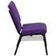 Purple Fabric/Gold Vein Frame |#| 18.5inchW Church Chair in Purple Fabric with Book Rack - Gold Vein Frame