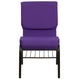 Purple Fabric/Gold Vein Frame |#| 18.5inchW Church Chair in Purple Fabric with Book Rack - Gold Vein Frame