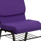 Purple Fabric/Gold Vein Frame |#| 18.5inchW Church Chair in Purple Fabric with Book Rack - Gold Vein Frame