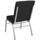 Black Fabric/Silver Vein Frame |#| 18.5inchW Church Chair in Black Fabric with Book Rack - Silver Vein Frame