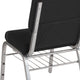 Black Fabric/Silver Vein Frame |#| 18.5inchW Church Chair in Black Fabric with Book Rack - Silver Vein Frame