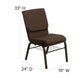 Brown Fabric/Gold Vein Frame |#| 18.5inchW Church Chair in Brown Fabric with Book Rack - Gold Vein Frame