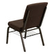 Brown Fabric/Gold Vein Frame |#| 18.5inchW Church Chair in Brown Fabric with Book Rack - Gold Vein Frame