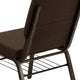 Brown Fabric/Gold Vein Frame |#| 18.5inchW Church Chair in Brown Fabric with Book Rack - Gold Vein Frame