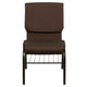 Brown Fabric/Gold Vein Frame |#| 18.5inchW Church Chair in Brown Fabric with Book Rack - Gold Vein Frame