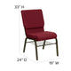 Burgundy Fabric/Gold Vein Frame |#| 18.5inchW Church Chair in Burgundy Fabric with Book Rack - Gold Vein Frame