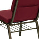 Burgundy Fabric/Gold Vein Frame |#| 18.5inchW Church Chair in Burgundy Fabric with Book Rack - Gold Vein Frame