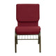 Burgundy Fabric/Gold Vein Frame |#| 18.5inchW Church Chair in Burgundy Fabric with Book Rack - Gold Vein Frame