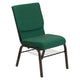 Green Patterned Fabric/Gold Vein Frame |#| 18.5inchW Church Chair in Green Patterned Fabric with Book Rack - Gold Vein Frame