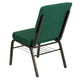 Green Patterned Fabric/Gold Vein Frame |#| 18.5inchW Church Chair in Green Patterned Fabric with Book Rack - Gold Vein Frame