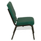 Green Patterned Fabric/Gold Vein Frame |#| 18.5inchW Church Chair in Green Patterned Fabric with Book Rack - Gold Vein Frame