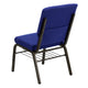 Navy Blue Fabric/Gold Vein Frame |#| 18.5inchW Church Chair in Navy Blue Fabric with Book Rack - Gold Vein Frame