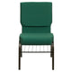 Green Patterned Fabric/Gold Vein Frame |#| 18.5inchW Church Chair in Green Patterned Fabric with Book Rack - Gold Vein Frame