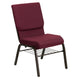 Burgundy Patterned Fabric/Gold Vein Frame |#| 18.5inchW Church Chair in Burgundy Patterned Fabric w/ Book Rack - Gold Vein Frame