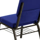 Navy Blue Fabric/Gold Vein Frame |#| 18.5inchW Church Chair in Navy Blue Fabric with Book Rack - Gold Vein Frame