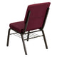 Burgundy Patterned Fabric/Gold Vein Frame |#| 18.5inchW Church Chair in Burgundy Patterned Fabric w/ Book Rack - Gold Vein Frame