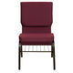 Burgundy Patterned Fabric/Gold Vein Frame |#| 18.5inchW Church Chair in Burgundy Patterned Fabric w/ Book Rack - Gold Vein Frame